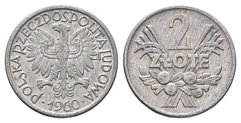 Польша 2 злотых 1960 Y 46 алюминий 4637-1155
