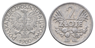Польша 2 злотых 1960 Y 46 алюминий 4637-1155