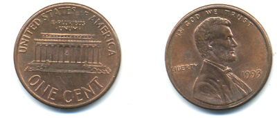 США 1 цент 1993 Авраам Линкольн KM 201b цинк плакированный медью UNC 179-446