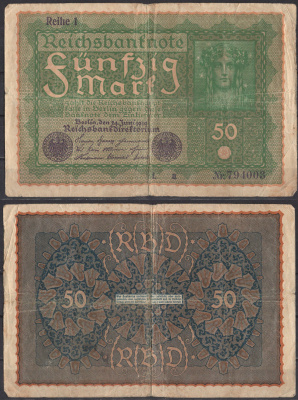 Германия 50 марок 1919 Pick 66 (1) бумага 2192-38-1-2