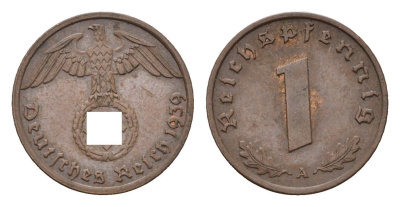 Германия 1 рейхспфенниг 1939 A KM 89, J. 361 бронза 4684-1162
