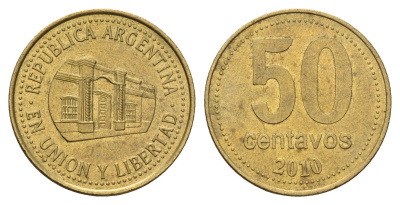 Аргентина 50 сентаво 2010 KM 111 алюминиевая бронза 4573-1152