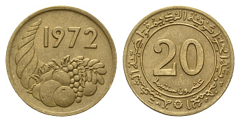 Алжир 20 сантимов 1972 ФАО - Земельная реформа KM 103 медь алюминий цинк aUNC 181-1047