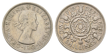 Великобритания 2 шиллинга (флорин) 1959 Елизавета II (1952-2022) KM 906, Spink 4146 медно-никель 4183-434