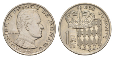 Монако 1 франк 1976 KM 140 никель UNC 4633-1135