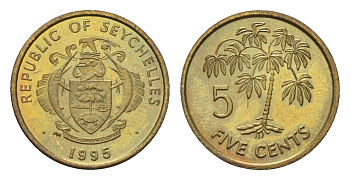Сейшельские Острова (Сейшелы) 5 центов 1995 KM 47 латунь UNC 4618-669