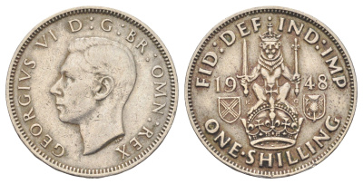 Великобритания 1 шиллинг 1948 Георг VI (1936-1952), Шотландский герб KM 864, Spink 4104 медно-никель 4698-1033