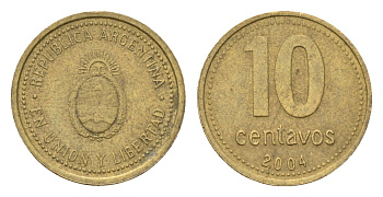 Аргентина 10 сентаво 2004 KM 107 алюминиевая бронза 4679-759