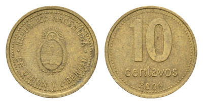 Аргентина 10 сентаво 2004 KM 107 алюминиевая бронза 4679-759