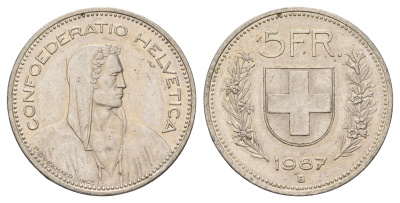 Швейцария 5 франков 1987 B KM 40a.3 медно-никель 4536-1022