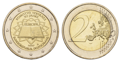 Германия 2 евро 2009 A, 50 лет подписанию Римского договора KM 259 биметалл UNC 1096-2-13