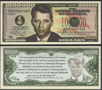 США 1000000 долларов 2009 Роберт Кеннеди бумага UNC (пресс) 7196-5-3