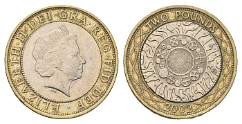 Великобритания 2 фунта 2002 Елизавета II (1952-2022) KM 994, Spink 4570 (K9) биметалл 77-1142