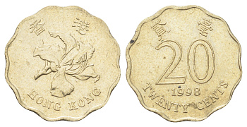 Гонконг 20 центов 1998 KM 67 никель латунь aUNC 4701-246