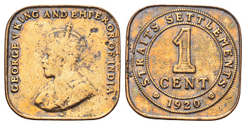 Стрейтс-Сетлментс (Стрейтс Сетлментс) 1 цент 1920 Георг V (1910-1936) KM 32 бронза 4697-1239
