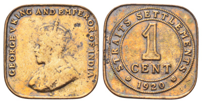 Стрейтс-Сетлментс (Стрейтс Сетлментс) 1 цент 1920 Георг V (1910-1936) KM 32 бронза 4697-1239