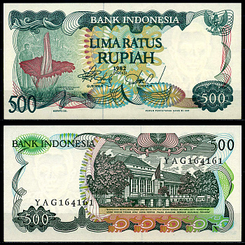 Индонезия 500 рупий 1982 Аморфофаллус титанический Pick 121 бумага UNC (пресс) 7201-14-2