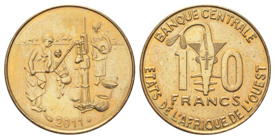 Западная Африка (ВСЕАО) 10 франков 2011 ФАО KM 10 медь алюминий никель UNC 4699-554