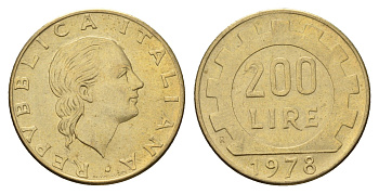 Италия 200 лир 1978 R, шестерня KM 105 алюминиевая бронза 4631-851