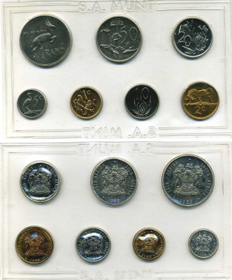 ЮАР набор из 7 монет 1988 в запайке, тираж 6250 экз. KM MS 25   UNC  3-4-1-18