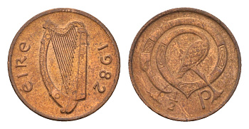Ирландия 1/2 пенни 1982 мифологическая птица лира KM 19 бронза aUNC 4690-269