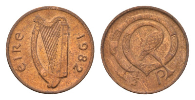 Ирландия 1/2 пенни 1982 мифологическая птица лира KM 19 бронза aUNC 4690-269