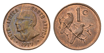 ЮАР 1 цент 1979 Окончание президентства Николааса Дидерихса KM 98 бронза UNC 4690-963
