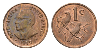 ЮАР 1 цент 1979 Окончание президентства Николааса Дидерихса KM 98 бронза UNC 4690-963