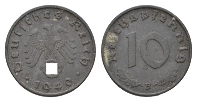 Германия 10 рейхспфеннигов 1940 B KM 101, J. 371 цинк 4685-1138