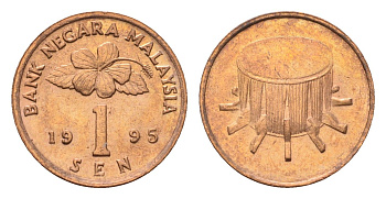 Малайзия 1 сен 1995 KM 49 сталь плакированная бронзой UNC 4614-718