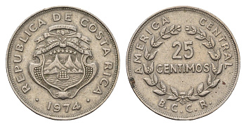 Коста-Рика 25 сентаво 1974 KM 188.1 медно-никель 4686-434