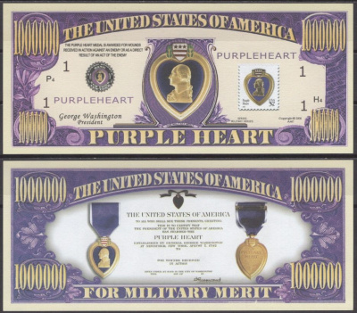США 1000000 долларов 2006 Пурпурное сердце (Purple Heart) бумага UNC (пресс) 7197-27-2