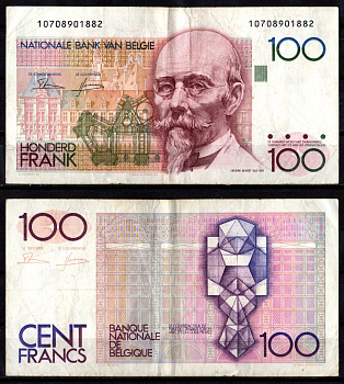 Бельгия 100 франков ND (1982-1994) Pick 142 a (2) бумага 7217-22-2-2