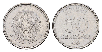 Бразилия 50 сентаво 1987 KM 604 нержавеющая сталь UNC 4679-928