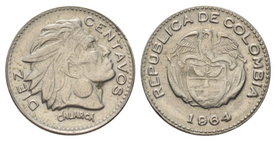 Колумбия 10 сентаво 1964 KM 212 медно-никель 4189-563