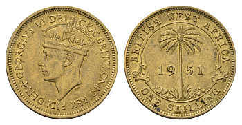Британская Западная Африка 1 шиллинг 1951 Георг VI (1936-1952) KM 28 никель латунь 1526-1334