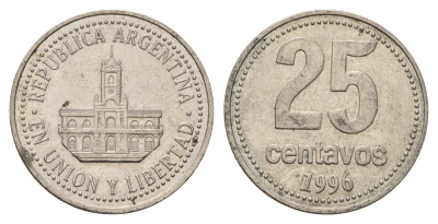 Аргентина 25 сентаво 1996 ратуша Буэнос-Айреса KM 110a медно-никель 4575-757