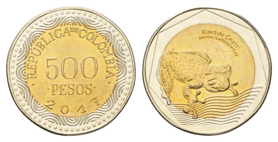 Колумбия 500 песо 2017 KM 298 биметалл UNC 4686-514