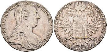 Австрия 1 талер 1780 SF, Мария Терезия, официальный рестрайк KM Т1 серебро 1067-3-11