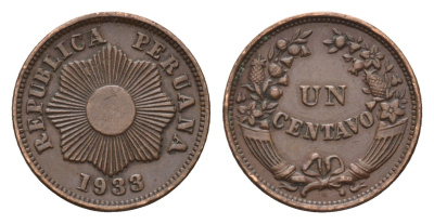 Перу 1 сентаво 1933 KM 211 бронза 1523-941