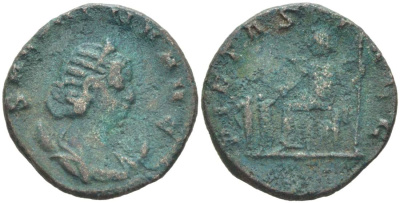 Римская Империя антониниан 256 - 257 Салонина, жена Галлиена, SALONINA AVG, бюст императрицы / PIETAS AVGG, императрица на троне, дети у ее ног, Рим RIC 35 биллон 1073-20-15