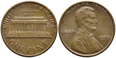 США 1 ЦЕНТ 1979 ЛИНКОЛЬН KM 201 медь цинк 4396-446