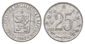 Чехословакия 25 геллеров 1962 KM 54 алюминий 4641-1224