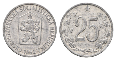 Чехословакия 25 геллеров 1962 KM 54 алюминий 4641-1224