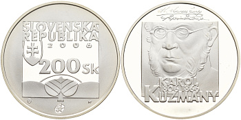 Словакия 200 крон 2006 200 лет со дня рождения Карол Кузманый (1806-1866) KM 87 серебро PROOF 11-091-45