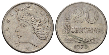 Бразилия 20 сентаво 1970 KM 579.2 медно-никель 4159-453