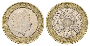 Великобритания 2 фунта 2001 Елизавета II (1952-2022) KM 994, Spink 4570 (K9) биметалл 77-1041