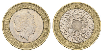 Великобритания 2 фунта 2001 Елизавета II (1952-2022) KM 994, Spink 4570 (K9) биметалл 77-1041