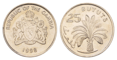 Гамбия 25 бутутов 1998 год-тип KM 57 медно-никель UNC 4666-1137