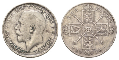 Великобритания 2 шиллинга (флорин) 1916 Георг V (1910-1936) KM 817, Spink 4012 серебро 413-4525